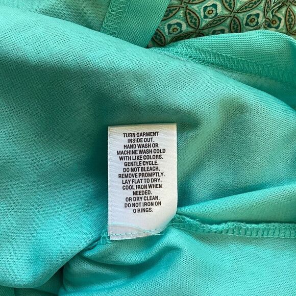 Roz & Ali Womens Plus Size 1X Top Green Black Geometric Print Square Neck Lined - Picture 13 of 14